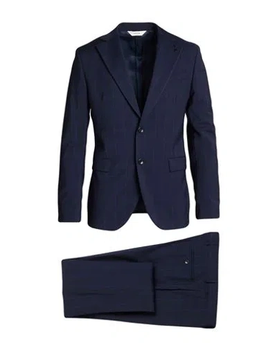 Paoloni Man Suit Midnight Blue Size 44 Wool, Elastane