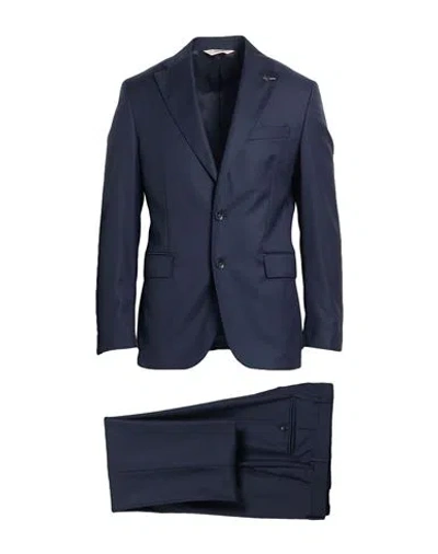 Paoloni Man Suit Midnight Blue Size 38 Virgin Wool