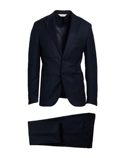 Paoloni Man Suit Midnight Blue Size 38 Virgin Wool, Elastane