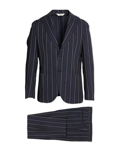 Paoloni Man Suit Midnight Blue Size 40 Linen, Wool