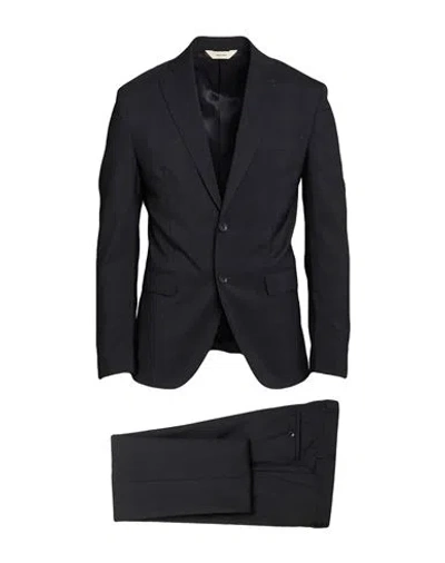 Paoloni Man Suit Midnight Blue Size 40 Virgin Wool In Brown