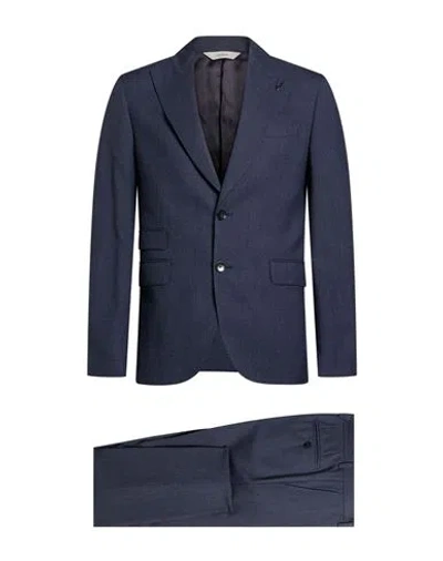 Paoloni Man Suit Midnight Blue Size 40 Virgin Wool