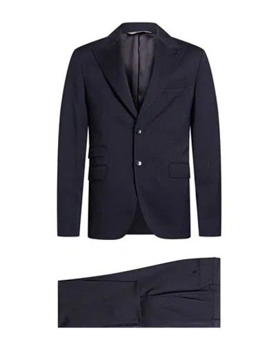 Paoloni Man Suit Midnight Blue Size 40 Virgin Wool