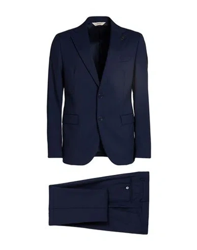 Paoloni Man Suit Midnight Blue Size 38 Wool, Elastane