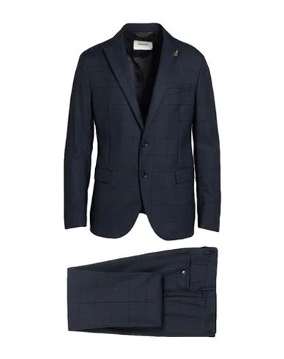 Paoloni Man Suit Midnight Blue Size 42 Virgin Wool