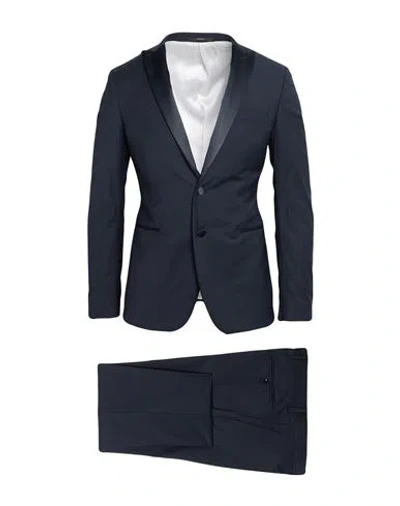Paoloni Man Suit Midnight Blue Size 44 Polyester, Viscose, Virgin Wool, Elastane