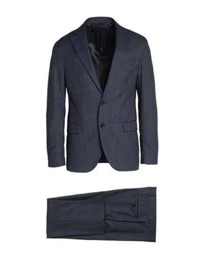 Paoloni Man Suit Midnight Blue Size 44 Virgin Wool