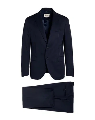 Paoloni Man Suit Midnight Blue Size 44 Virgin Wool In Black