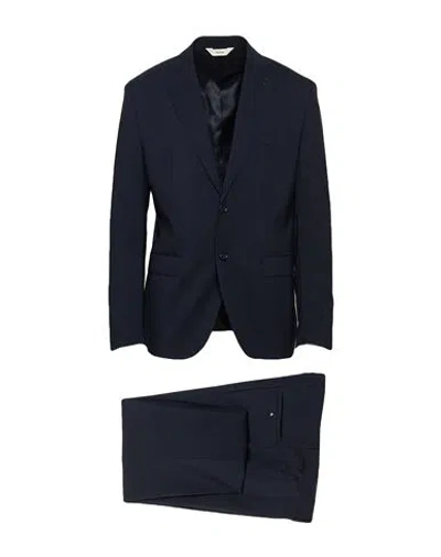 Paoloni Man Suit Midnight Blue Size 46 Wool, Elastane