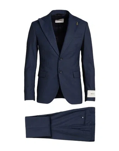 Paoloni Man Suit Navy Size 36 Virgin Wool In Blue