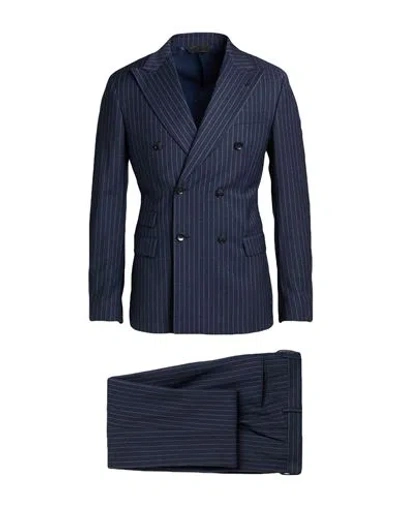 Paoloni Man Suit Navy Size 36 Wool, Elastane In Blue