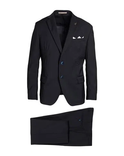 Paoloni Man Suit Navy Size 38 Virgin Wool In Blue