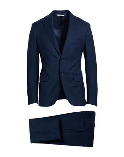 Paoloni Man Suit Navy Size 38 Virgin Wool, Elastane In Neutral