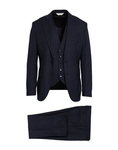 Paoloni Man Suit Navy Size 40 Virgin Wool In Blue