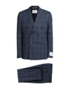 Paoloni Man Suit Navy Size 40 Virgin Wool In Blue