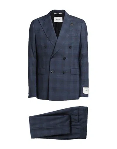 Paoloni Man Suit Navy Size 40 Virgin Wool In Blue