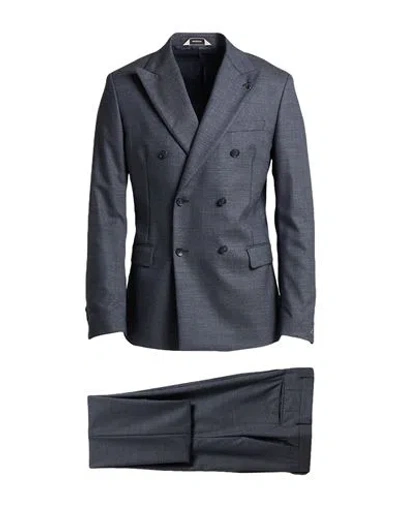 Paoloni Man Suit Navy Size 40 Virgin Wool In Blue