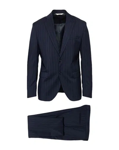 Paoloni Man Suit Navy Size 42 Virgin Wool In Blue
