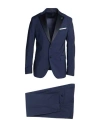 Paoloni Man Suit Navy Size 44 Virgin Wool In Blue