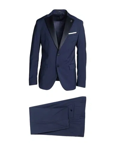 Paoloni Man Suit Navy Size 44 Virgin Wool In Blue