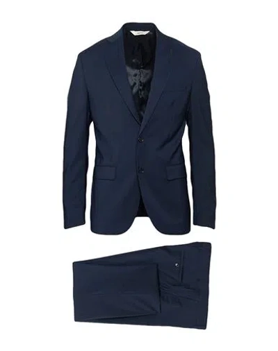 Paoloni Man Suit Navy Size 44 Virgin Wool In Blue