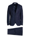Paoloni Man Suit Navy Size 44 Virgin Wool, Polyamide, Elastane In Blue