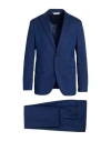 Paoloni Man Suit Navy Size 44 Wool, Elastane In Navy