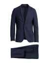 Paoloni Man Suit Navy Size 44 Wool, Polyester, Elastane In Blue