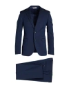 Paoloni Man Suit Navy Size 46 Virgin Wool, Cotton In Navy