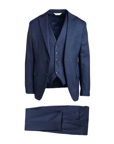 Paoloni Man Suit Navy Size 46 Virgin Wool, Elastane