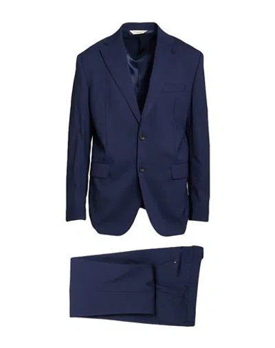 Paoloni Man Suit Navy Size 50 Wool, Elastane In Blue