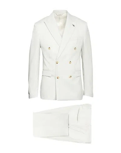 Paoloni Man Suit Off White Size 44 Virgin Wool In Multi