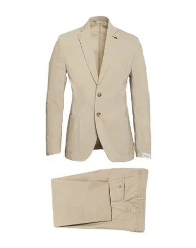 Paoloni Man Suit Sand Size 40 Cotton, Polyamide, Elastane In Neutral