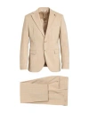 Paoloni Man Suit Beige Size 44 Virgin Wool, Elastane In Beige