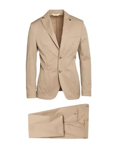 Paoloni Man Suit Sand Size 44 Virgin Wool, Cotton In Neutral