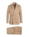 Paoloni Man Suit Sand Size 46 Cotton, Virgin Wool In Beige