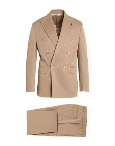 Paoloni Man Suit Sand Size 46 Cotton, Virgin Wool In Beige
