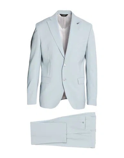 Paoloni Man Suit Sky Blue Size 40 Wool, Elastane