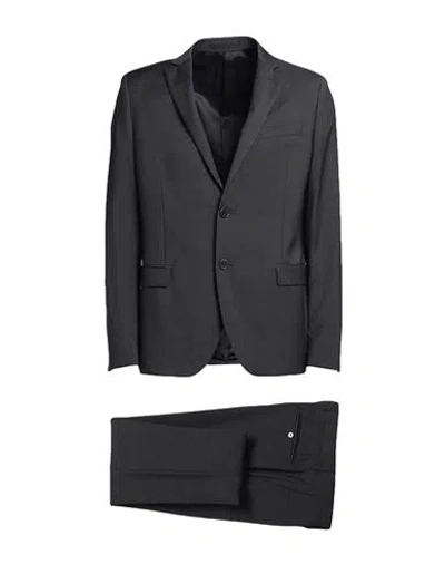 Paoloni Man Suit Steel Grey Size 40 Virgin Wool In Gray