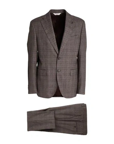 Paoloni Man Suit Taupe Size 40 Wool, Elastane In Gray