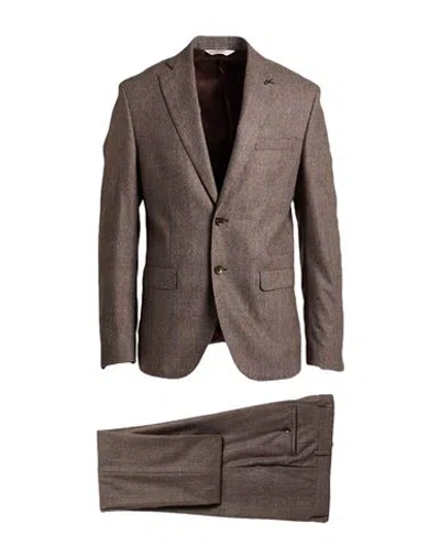 Paoloni Man Suit Taupe Size 40 Wool, Virgin Wool, Elastane In Brown
