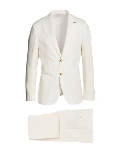 Paoloni Man Suit White Size 46 Linen