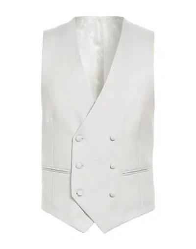 Paoloni Man Tailored Vest Light Grey Size 44 Virgin Wool, Silk