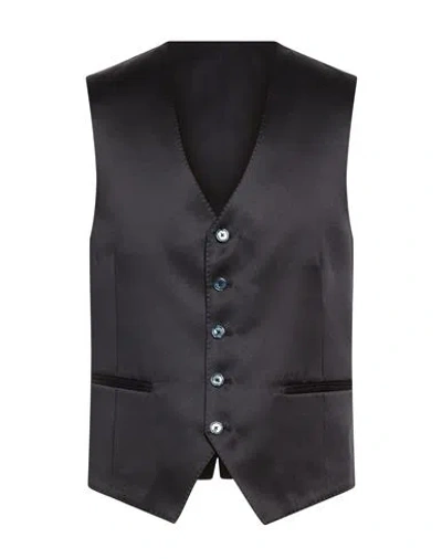 Paoloni Man Tailored Vest Midnight Blue Size 44 Polyester In Black