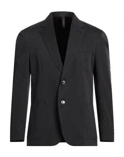 Paoloni Mood Man Blazer Midnight Blue Size 42 Cotton In Multi