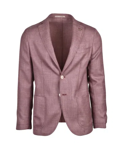 Paoloni Red Unlined Rounded Virgin Wool-blend Jacket In Pink