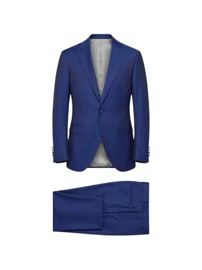 Paoloni Single-breasted Peaked-lapel Suit In Blue