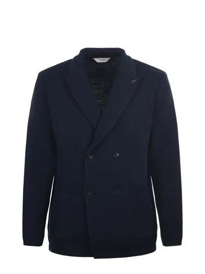 Paoloni Wool Blend Jacket/cardigan In Blue