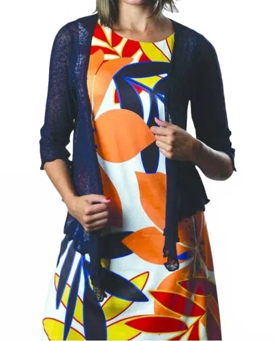Papa Fashions Mesh Sweater Cardigan In Navy In Multi