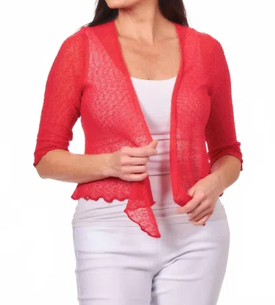 Papa Fashions Mesh Sweater Cardigan In Red
